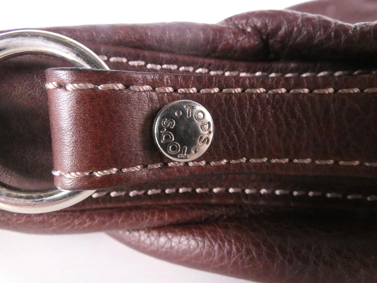 Donkebruine leren handtas
