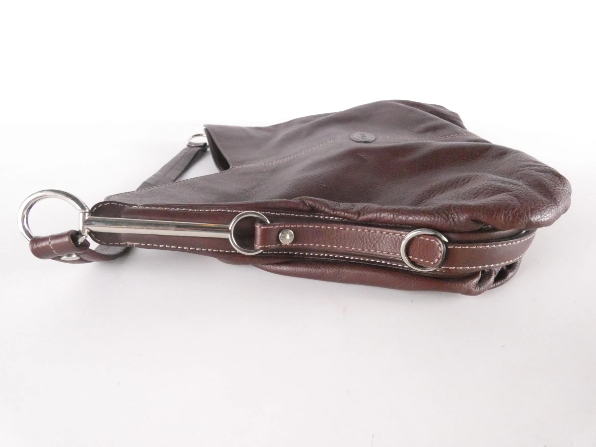 Donkebruine leren handtas