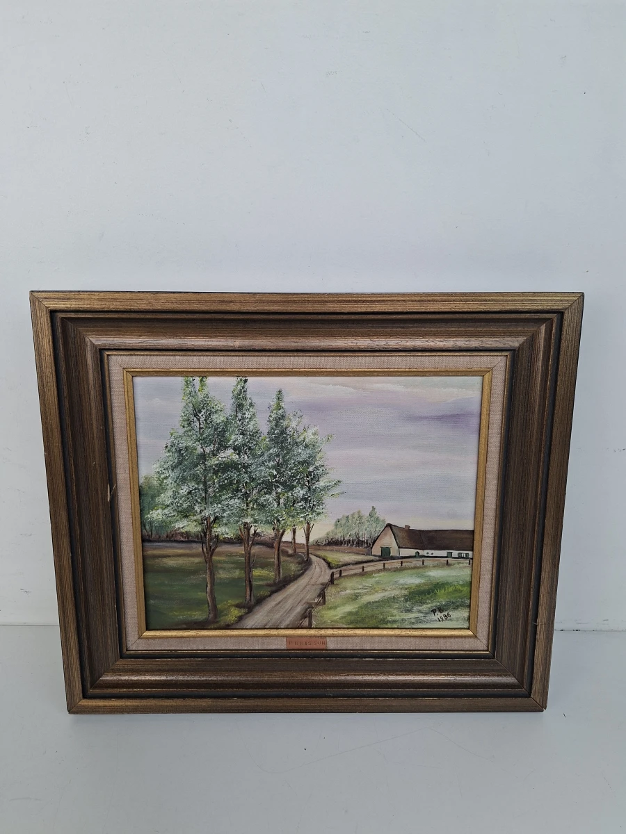 🖼️  Olieverfschilderij "Landelijke Boerderij" – P. Elissum (1996)