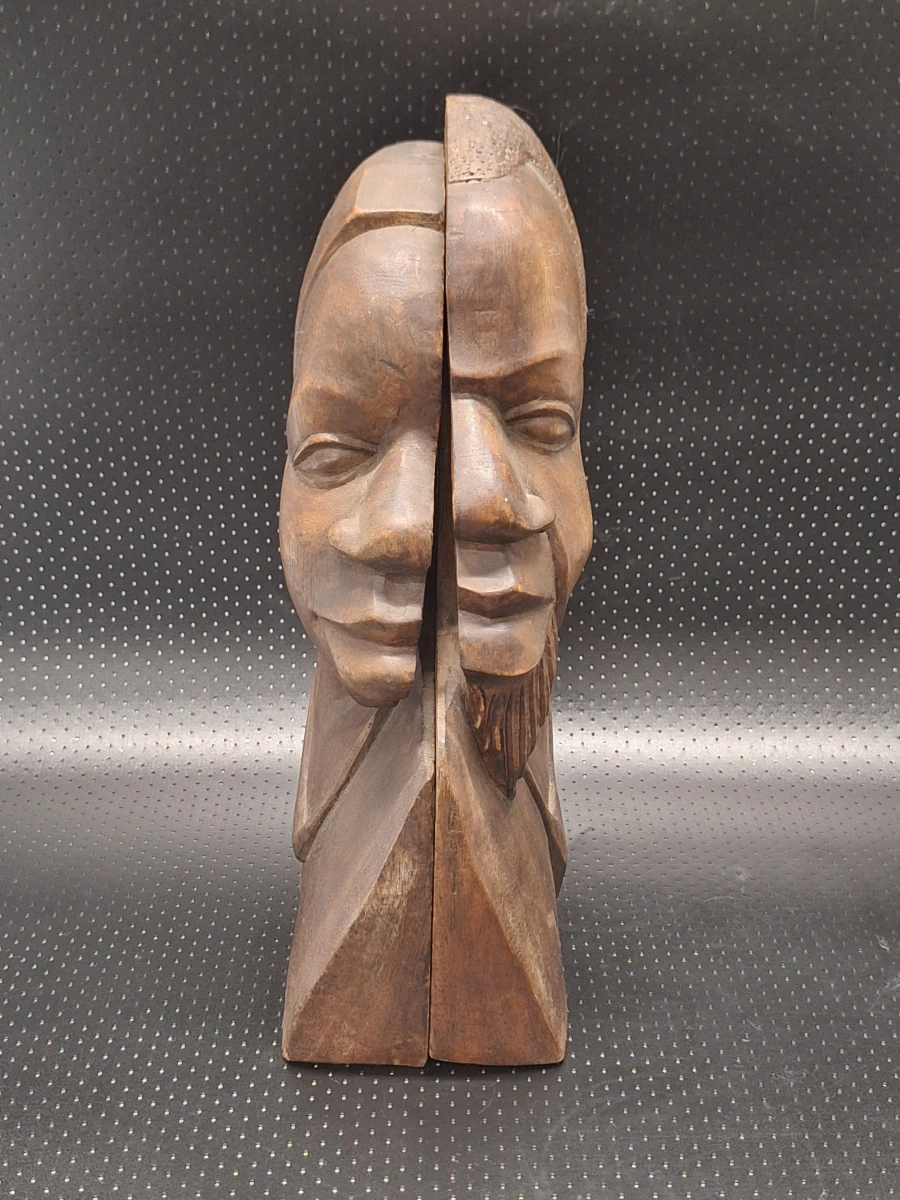Unieke set Afrikaanse houten wandpanelen - Mid-Century Modern (man en vrouw)