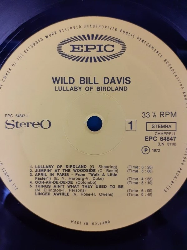 Vinyl: Wild Bill Davis - Lullaby of Birdland - foto 3