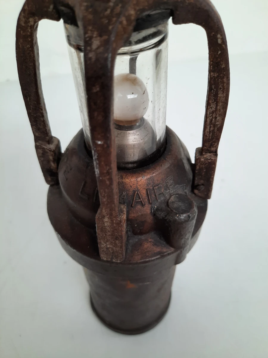 Antieke Elektrische Mijnwerkerslamp (ca. 1920–1940) – Brons/Laiton – Genummerd '12228'