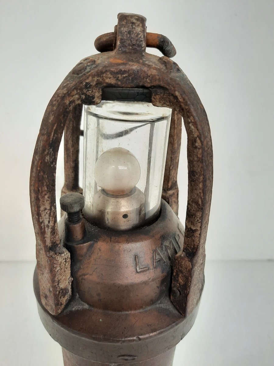 Antieke Elektrische Mijnwerkerslamp (ca. 1920–1940) – Brons/Laiton – Genummerd '12228'