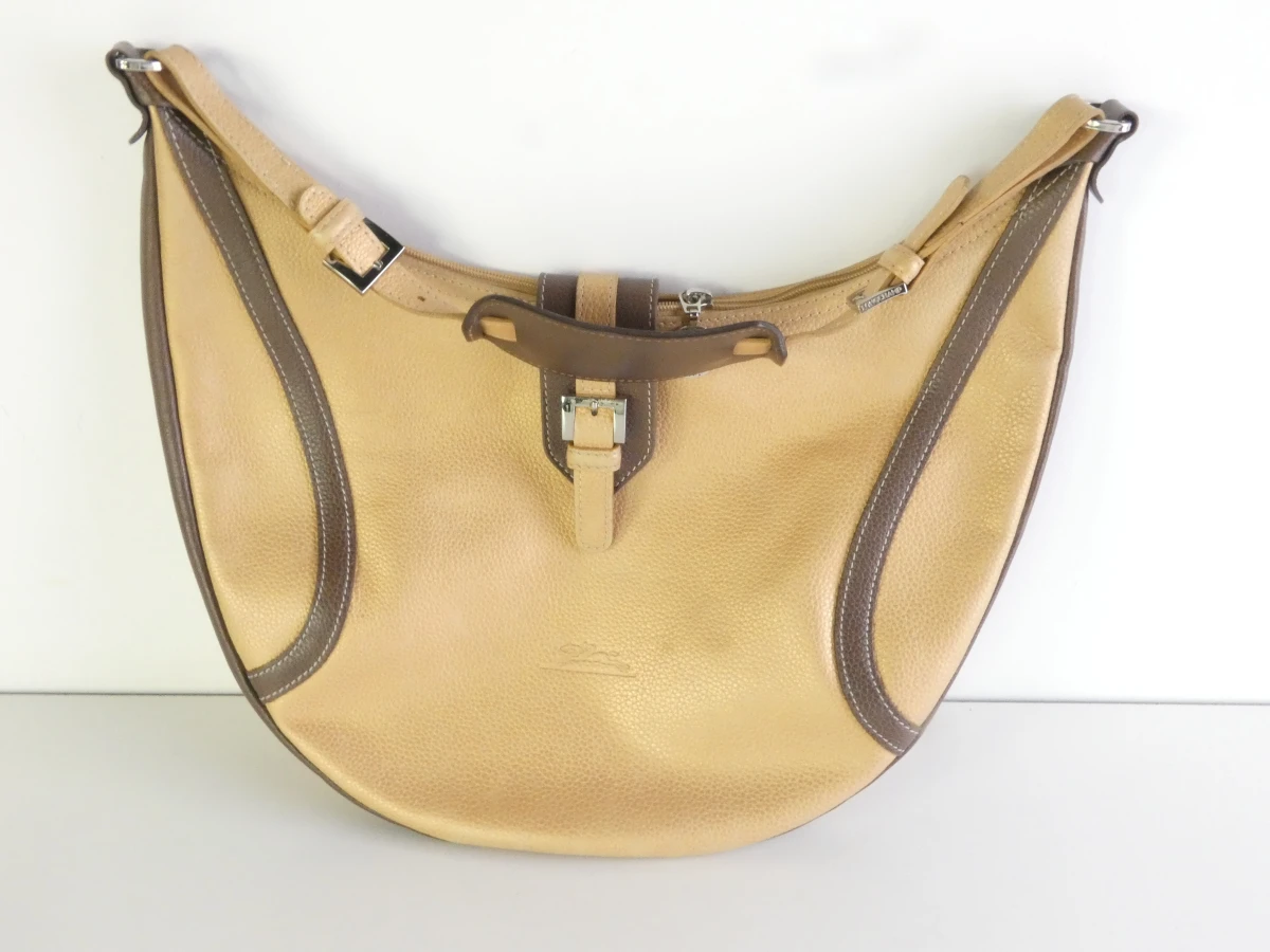 Longchamp schoudertas in beige leder