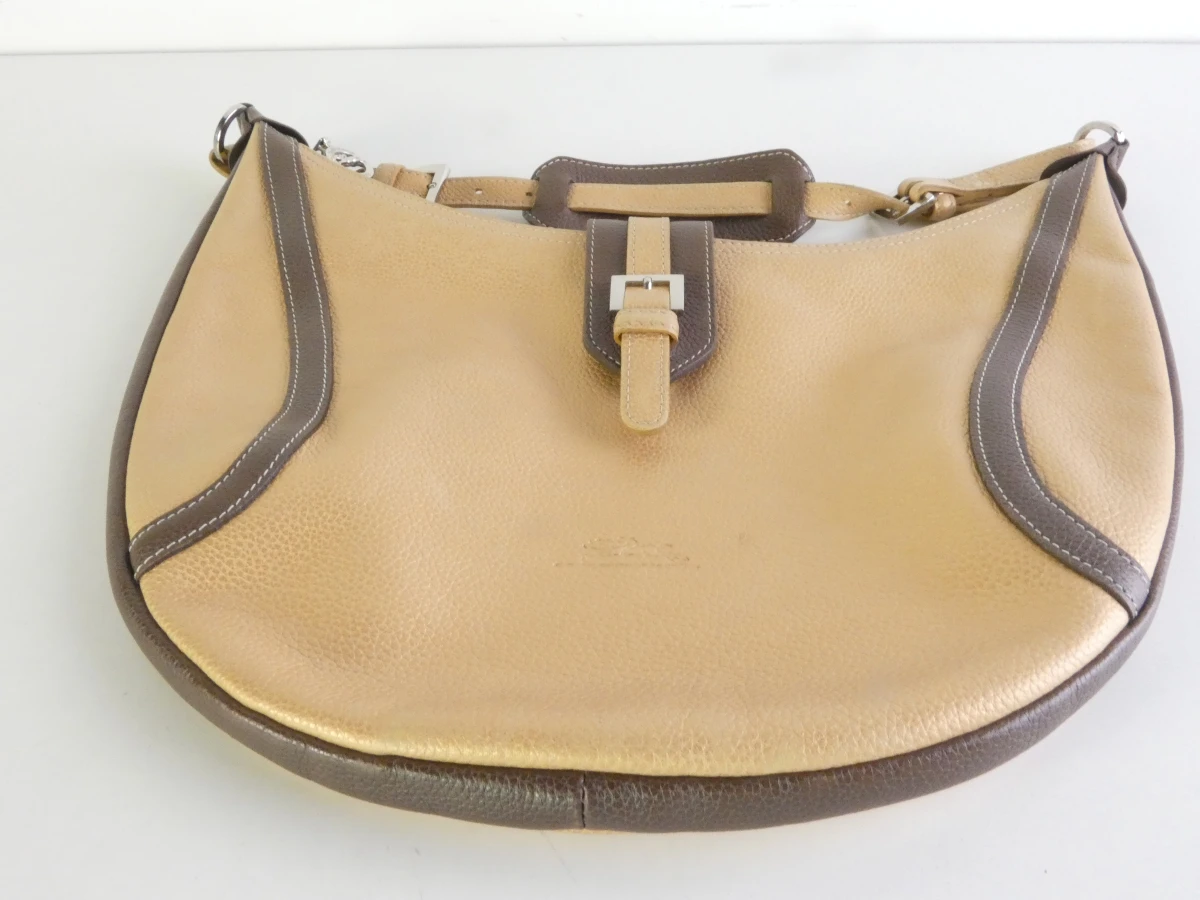 Longchamp schoudertas in beige leder