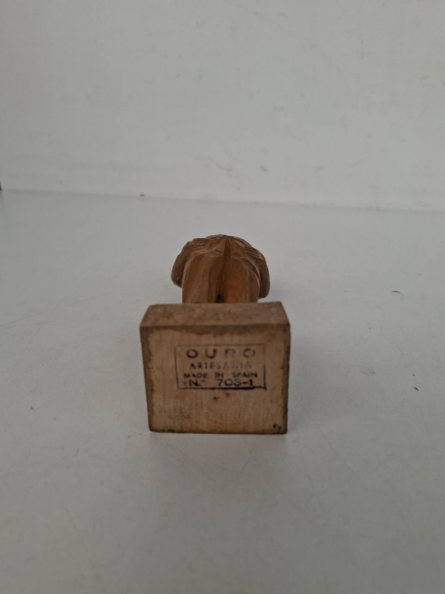 🍻 Vintage Handgesneden Houten Beeldje – Ouro Artesania Spanje  🍺