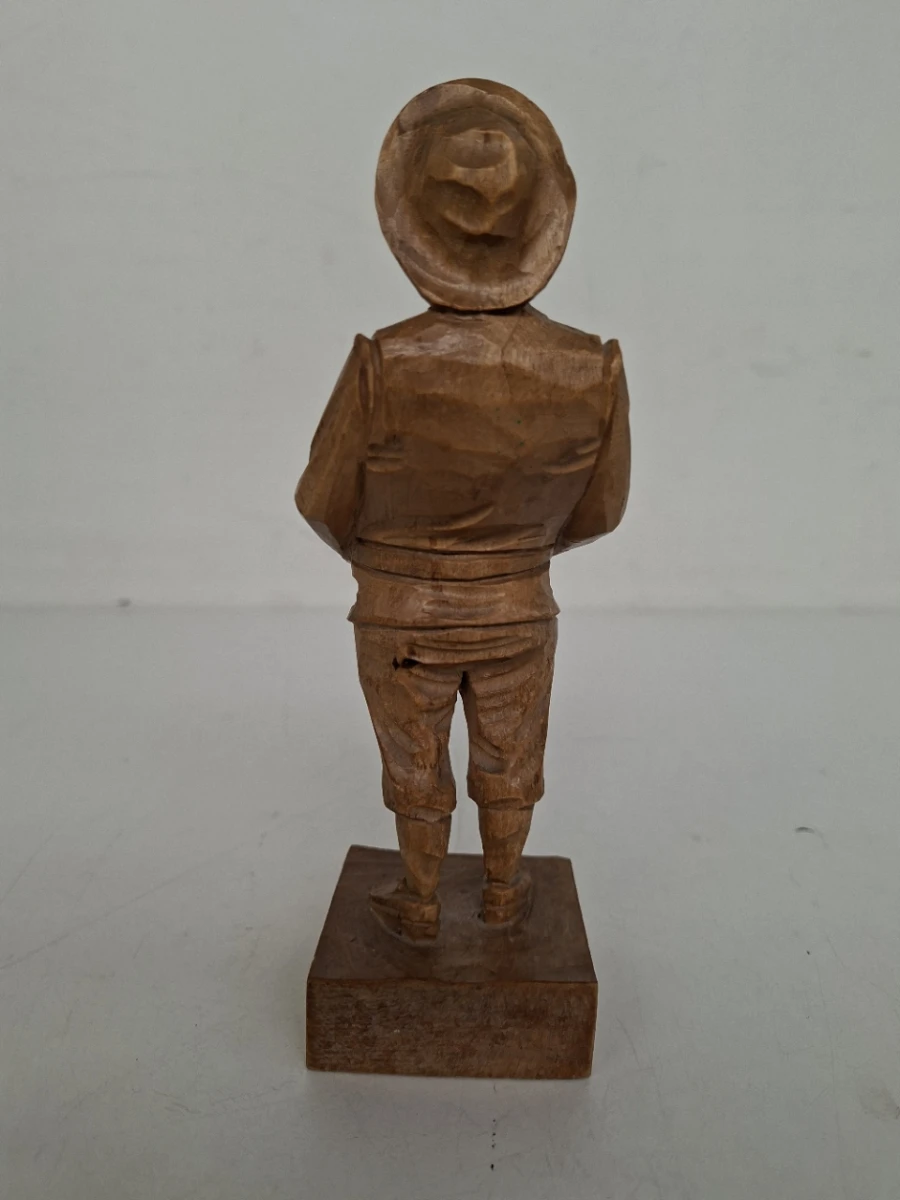 🍻 Vintage Handgesneden Houten Beeldje – Ouro Artesania Spanje  🍺
