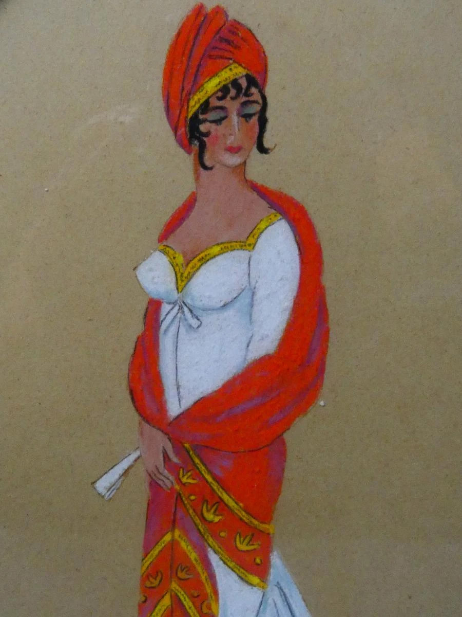 Set van 2 ovale vintage schilderijtjes met historische figuren