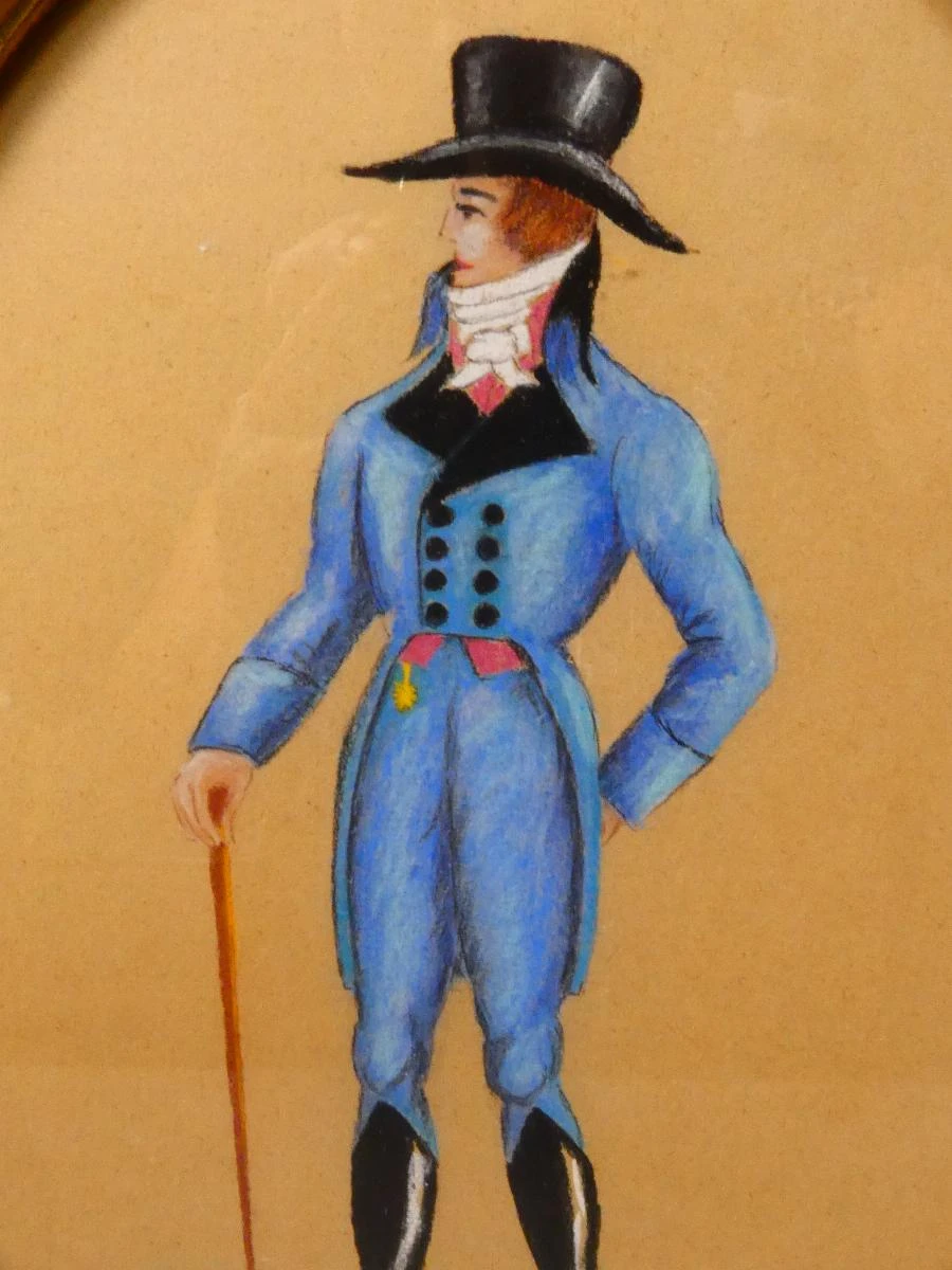 Set van 2 ovale vintage schilderijtjes met historische figuren