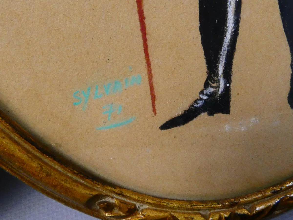 Set van 2 ovale vintage schilderijtjes met historische figuren