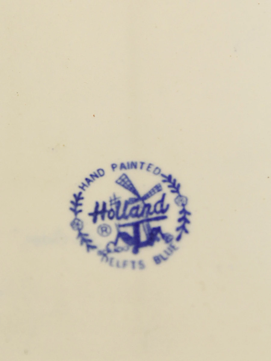 Set van 4 handgeschilderde Delfts blauwe keramische huisjes