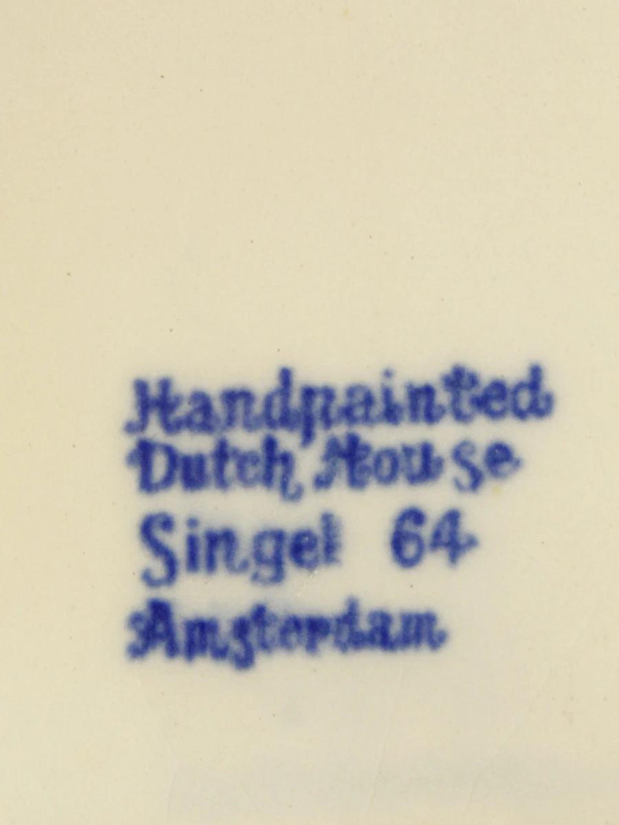 Set van 4 handgeschilderde Delfts blauwe keramische huisjes