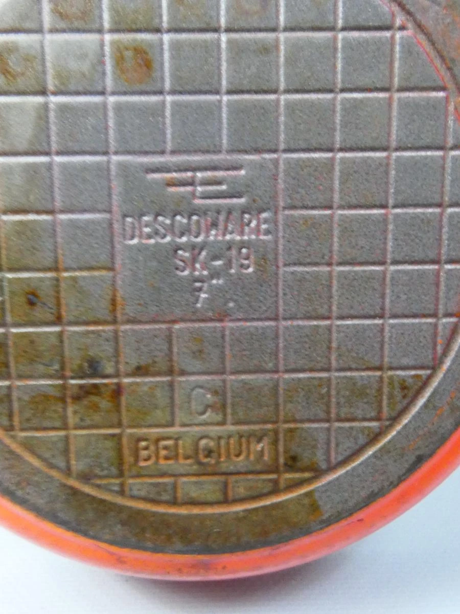 Vintage oranje geëmailleerde braadpan met handvat