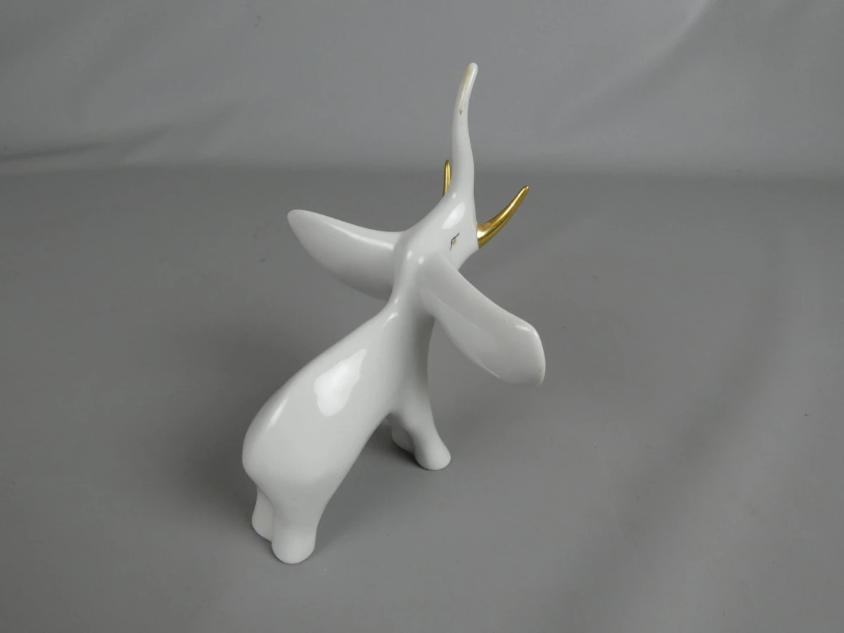 Hollohaza Porseleinen Olifant met Gouden Details