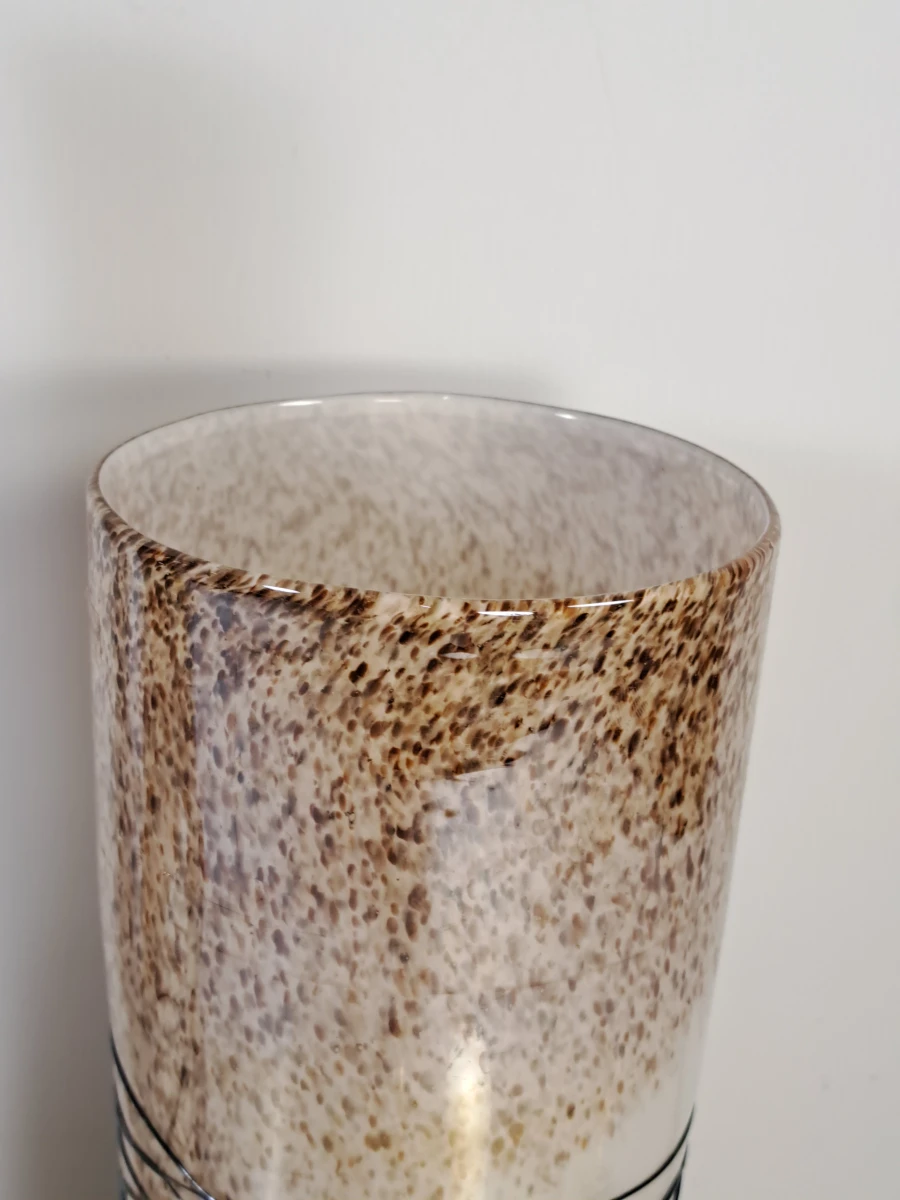 Set van 4 decoratieve mond geblazen vazen met bruin-wit patroon
