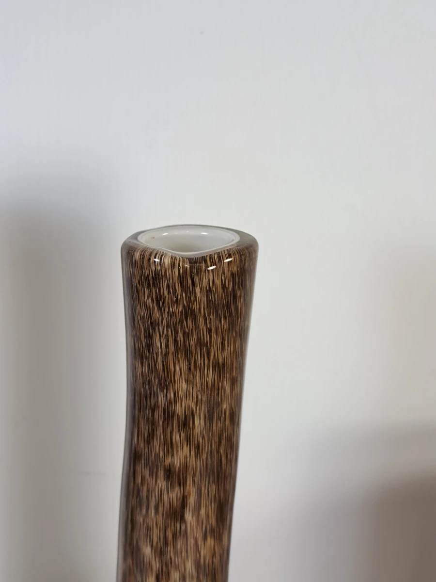 Set van 4 decoratieve mond geblazen vazen met bruin-wit patroon