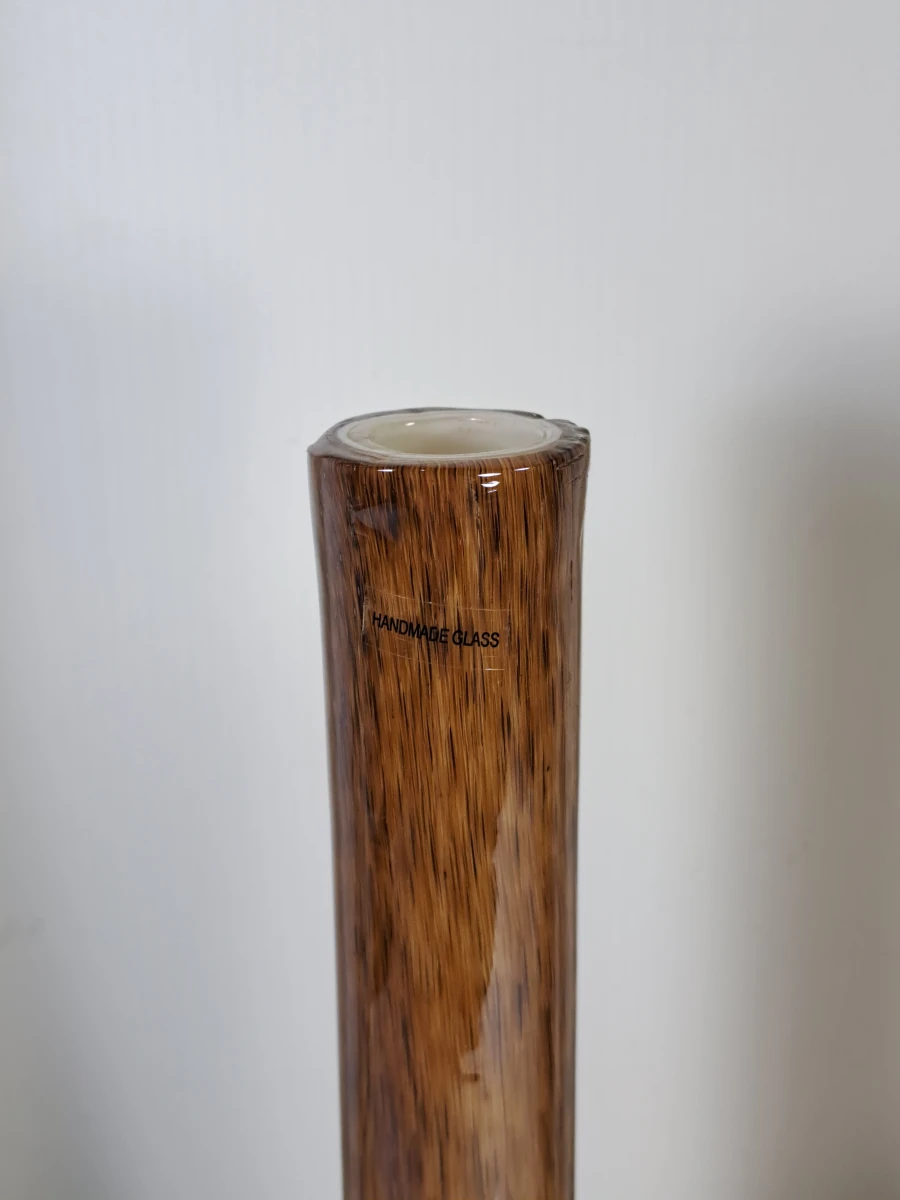 Set van 4 decoratieve mond geblazen vazen met bruin-wit patroon