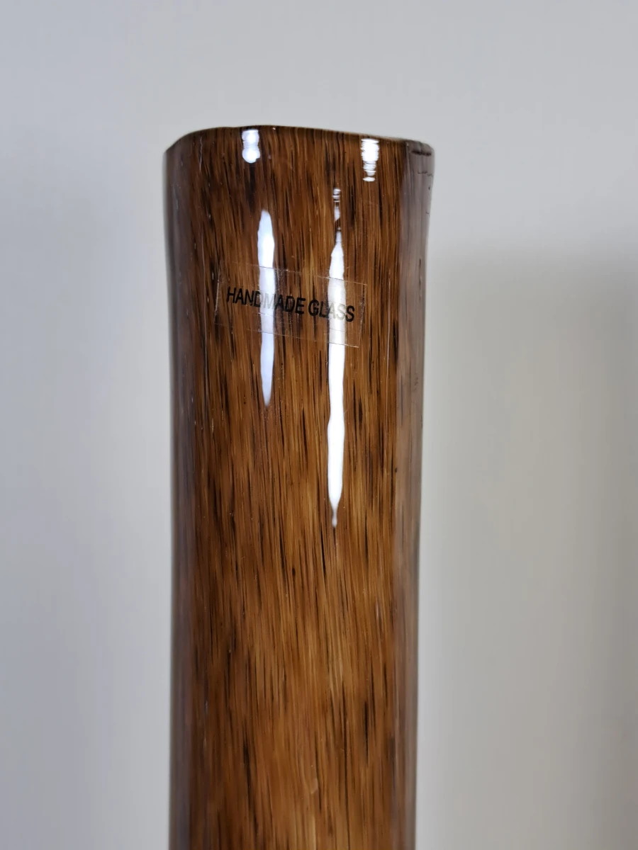 Set van 4 decoratieve mond geblazen vazen met bruin-wit patroon
