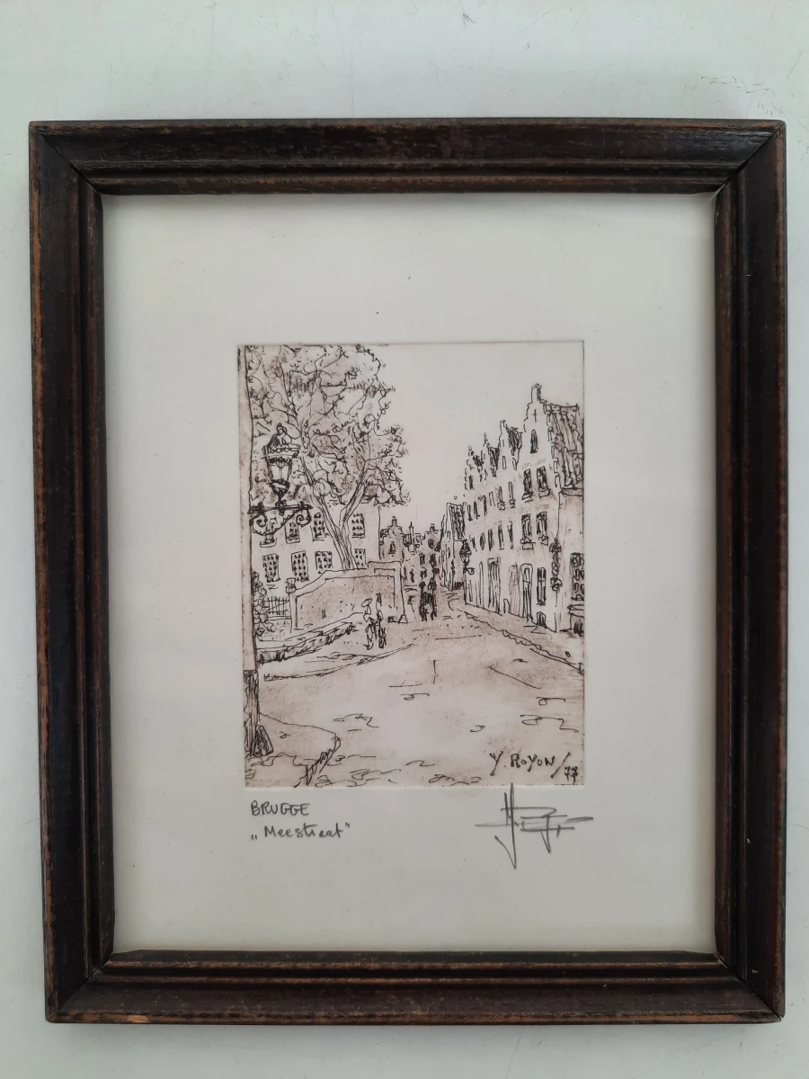 Set van 3 sfeervolle ingelijste kunstwerken / prenten (o.a. Yvan Royon)