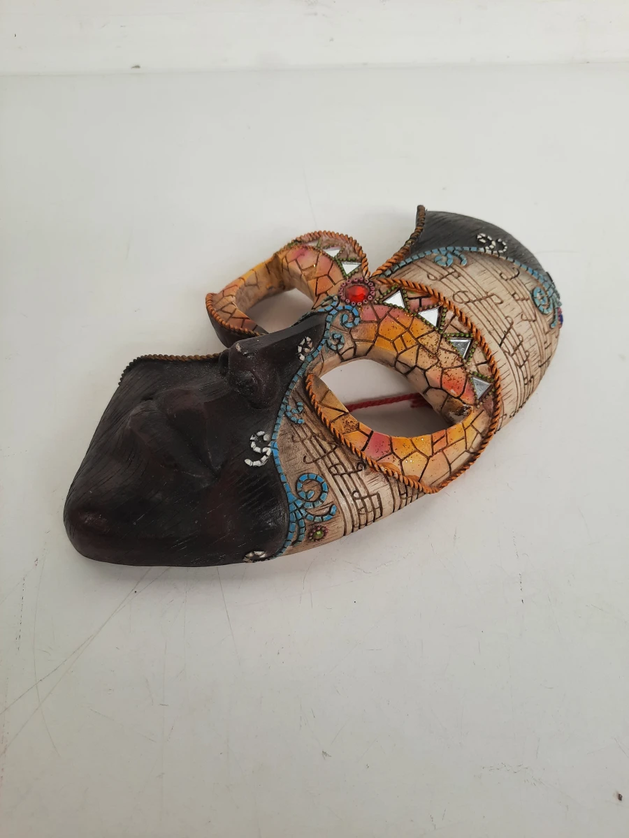 Decoratief Venetiaans Masker – Maan & Muzieknoten (Polystone)