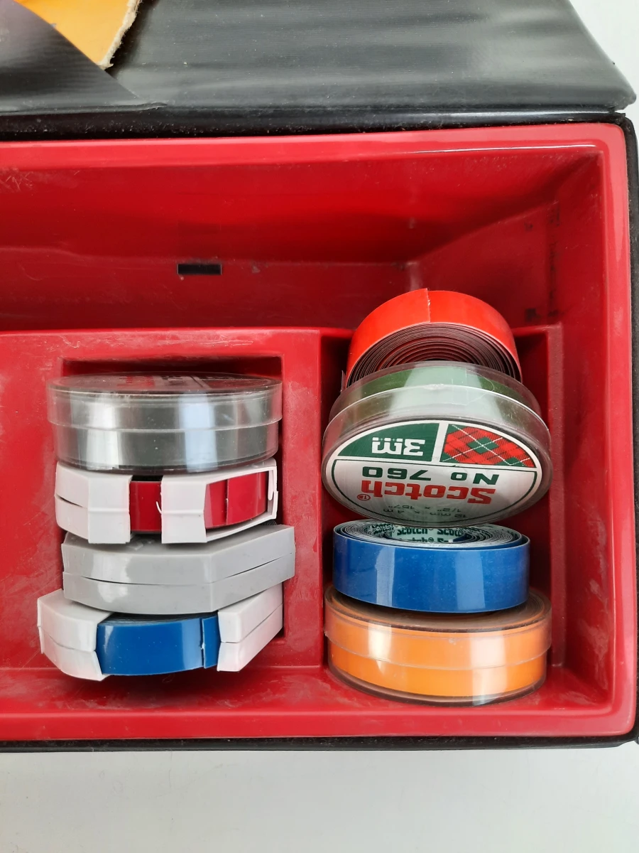 Vintage 3M Scotch Labeler EJ-3 Kantoorset in Originele Luxe Koffer – Jaren '70