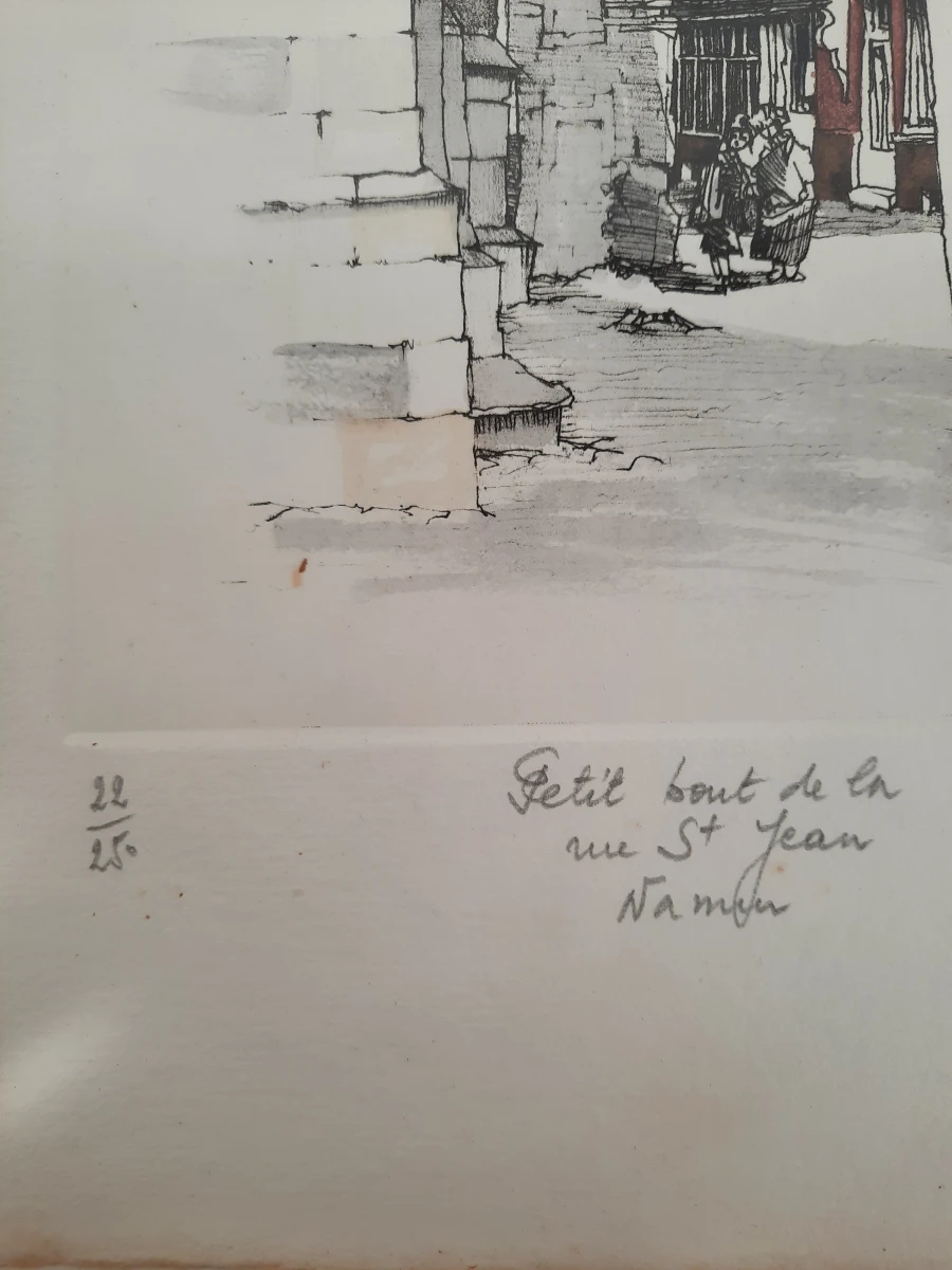 André Colpin (1939) – "Petit bout de la rue St Jean, Namur" (1980) – Handgekleurde Ets (22/25)
