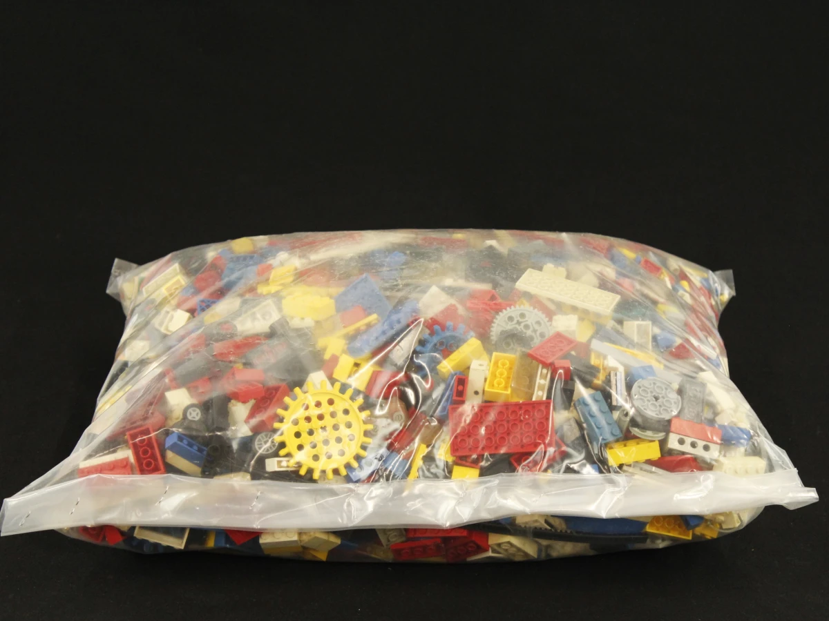 Zak met 5 kg gemengde lego bouwstenen