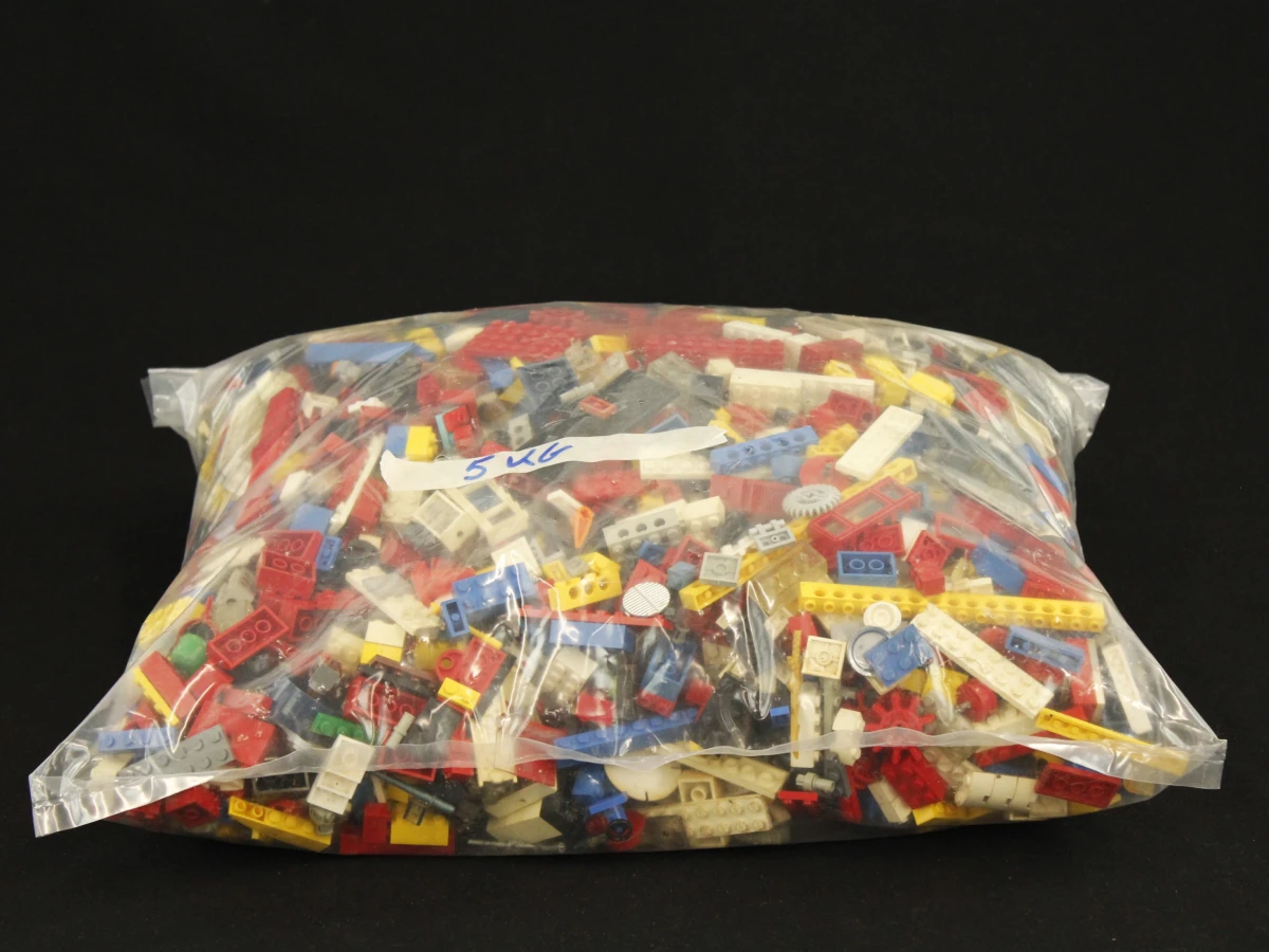 Zak met 5 kg gemengde lego bouwstenen