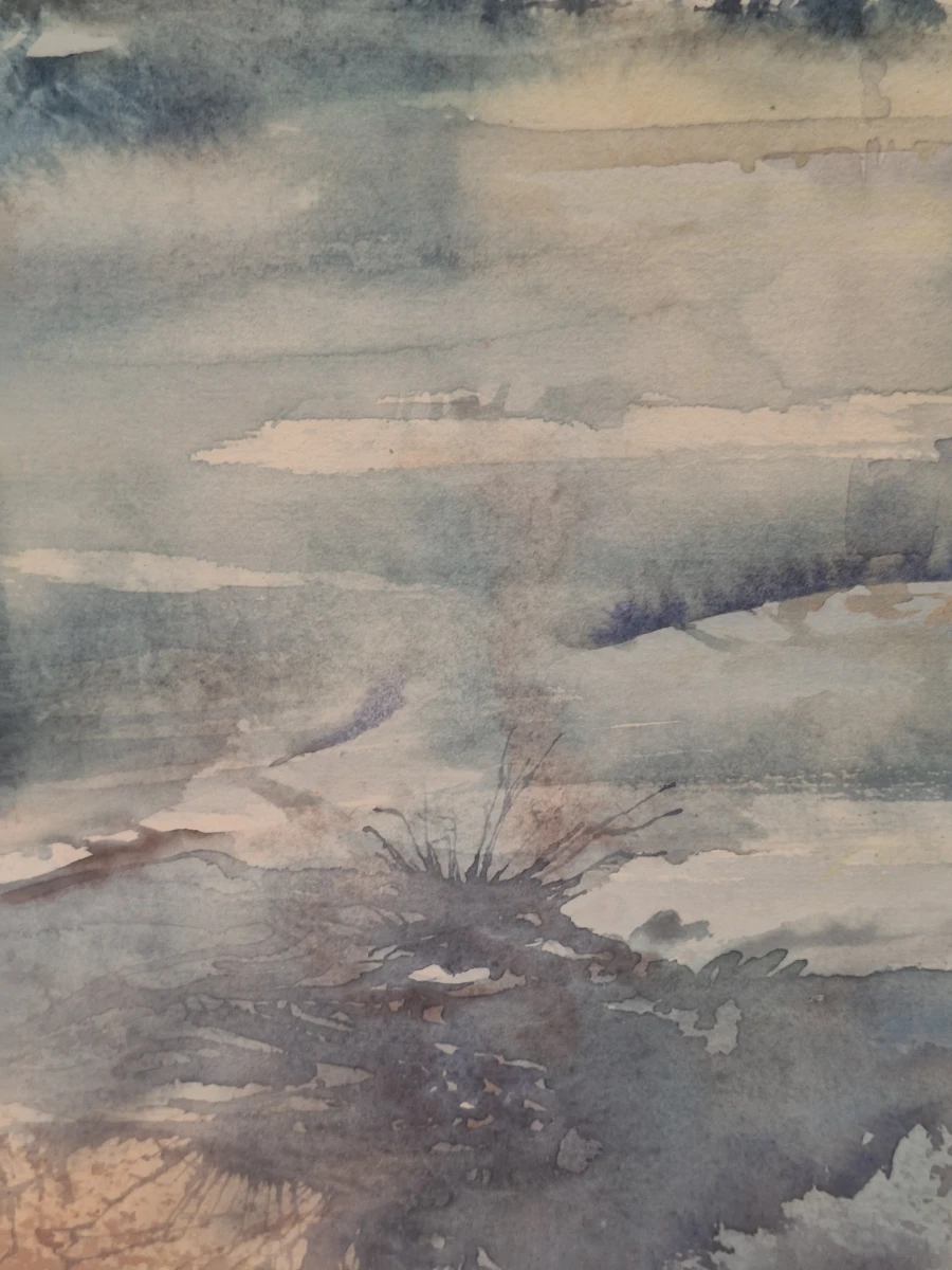 Origineel aquarel, gesigneerd en gedateerd 1990 - "Landschap fantasie" - Theo Selen