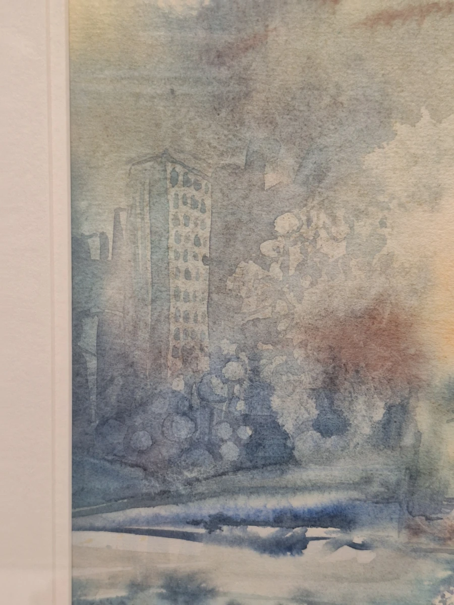 Origineel aquarel, gesigneerd en gedateerd 1990 - "Landschap fantasie" - Theo Selen