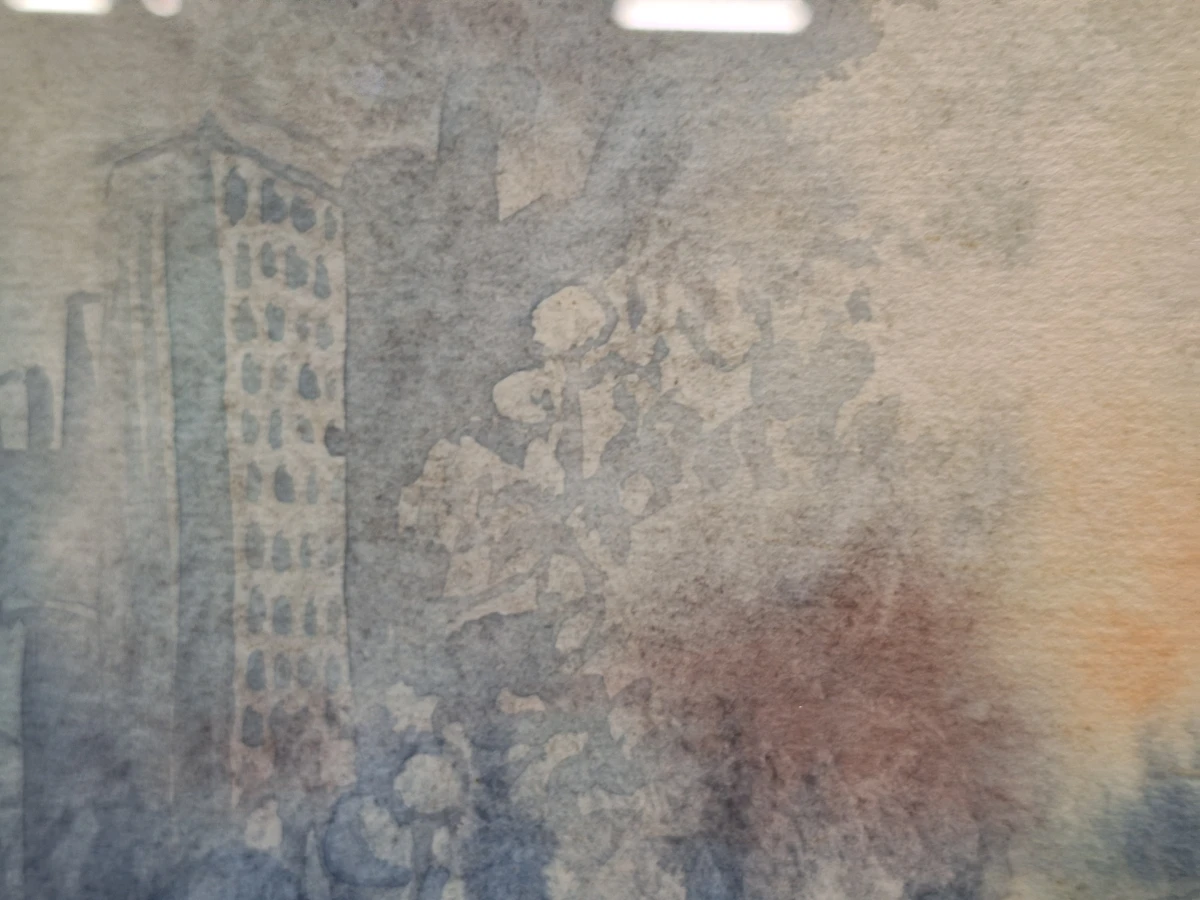 Origineel aquarel, gesigneerd en gedateerd 1990 - "Landschap fantasie" - Theo Selen