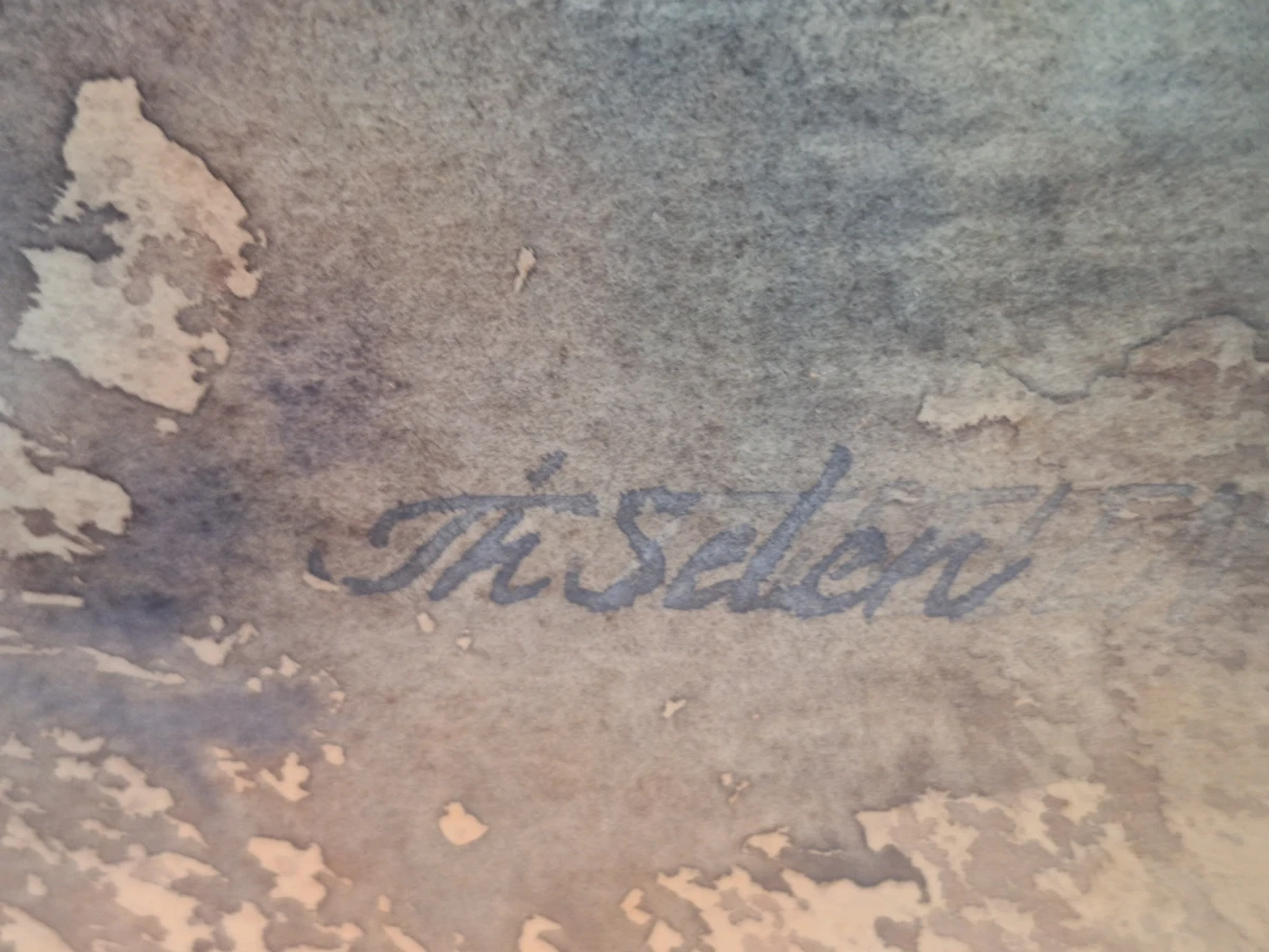 Origineel aquarel, gesigneerd en gedateerd 1990 - "Landschap fantasie" - Theo Selen