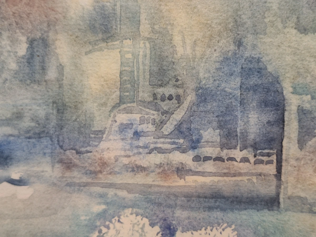 Origineel aquarel, gesigneerd en gedateerd 1990 - "Landschap fantasie" - Theo Selen