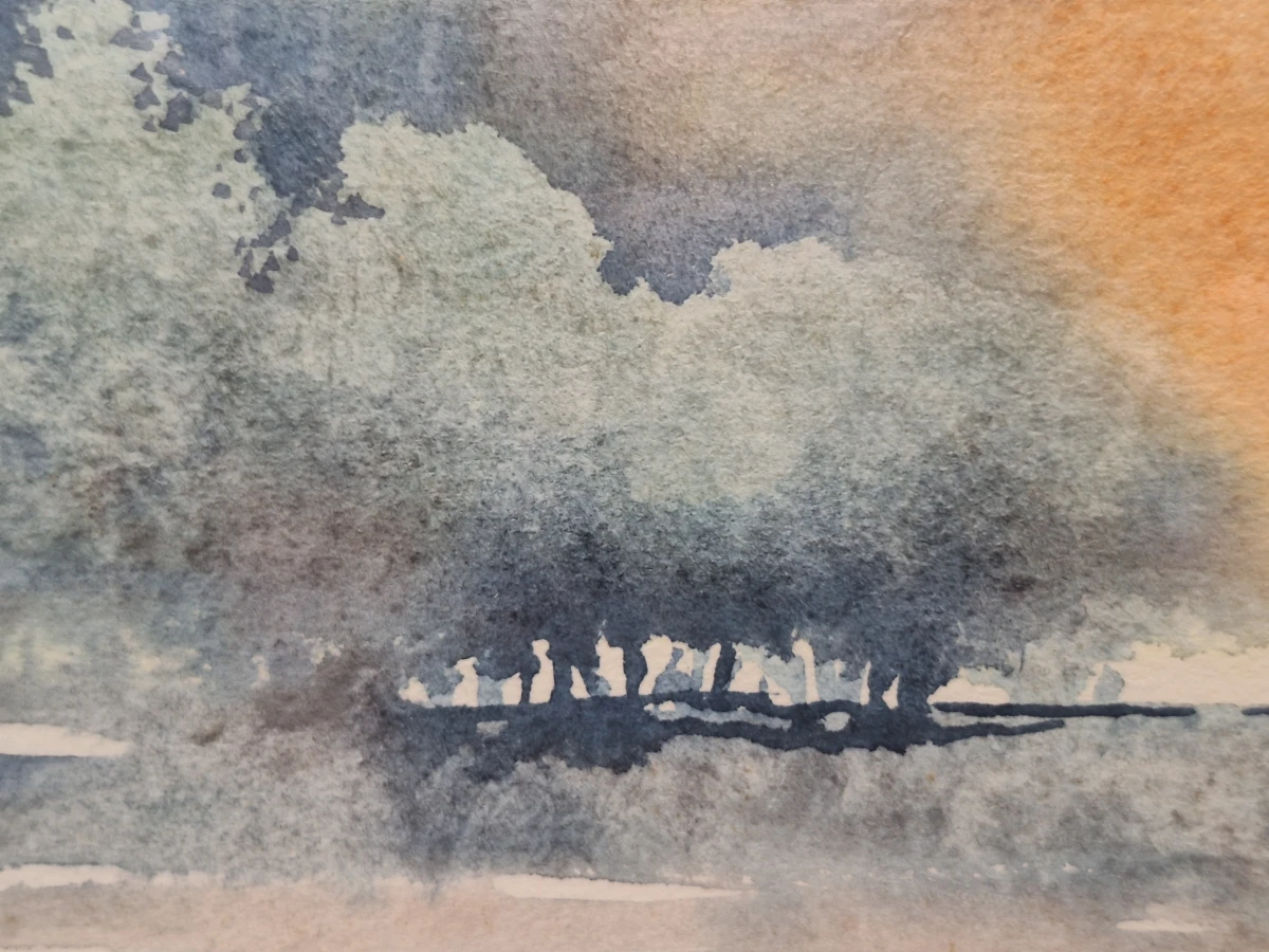 Origineel aquarel, gesigneerd en gedateerd 1990 - "Landschap fantasie" - Theo Selen
