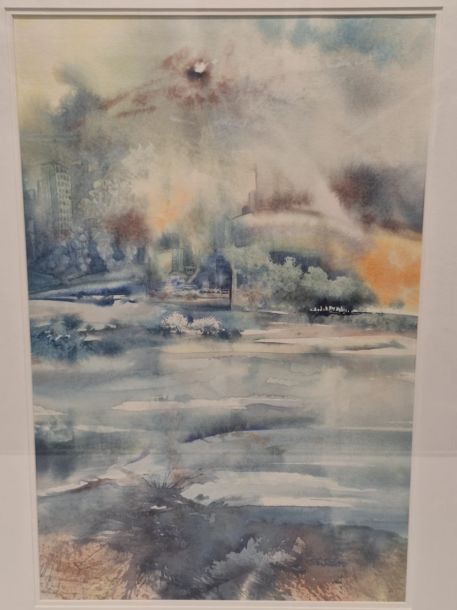 Origineel aquarel, gesigneerd en gedateerd 1990 - "Landschap fantasie" - Theo Selen