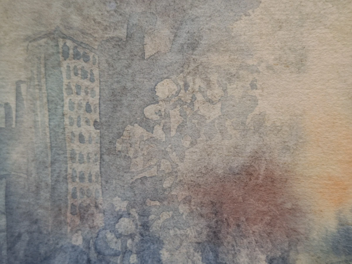 Origineel aquarel, gesigneerd en gedateerd 1990 - "Landschap fantasie" - Theo Selen