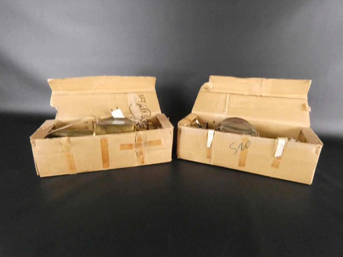 2 vintage koperen buitenlampen met glas
