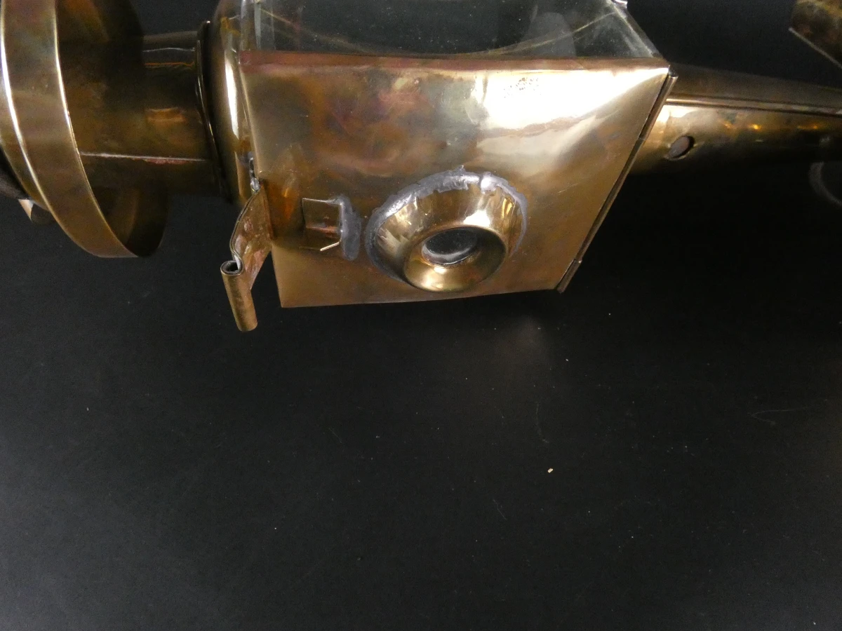 2 vintage koperen buitenlampen met glas