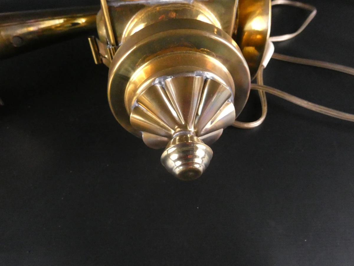 2 vintage koperen buitenlampen met glas
