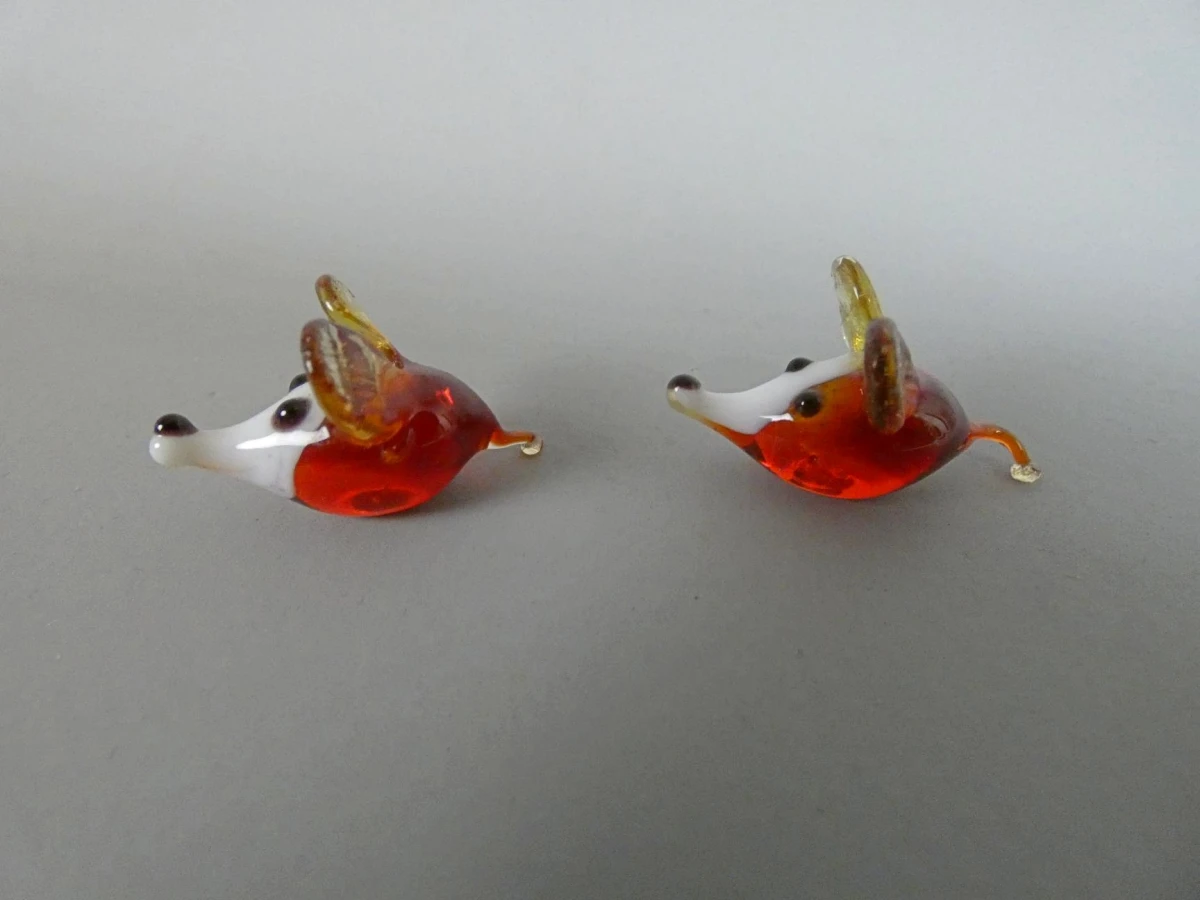 2 Glazen miniatuurmuisjes