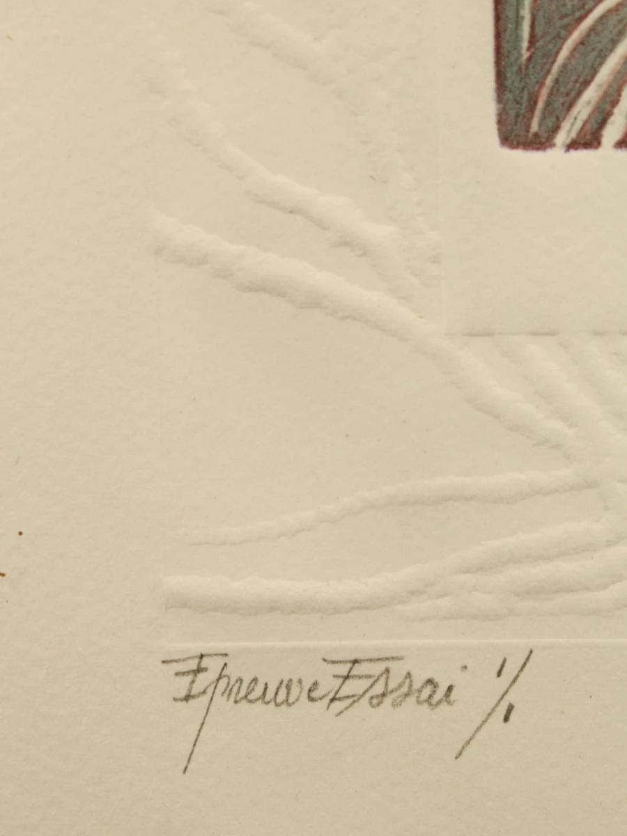Gesigneerde grafisch werk 'Face à Face I' van Christiane Frenay