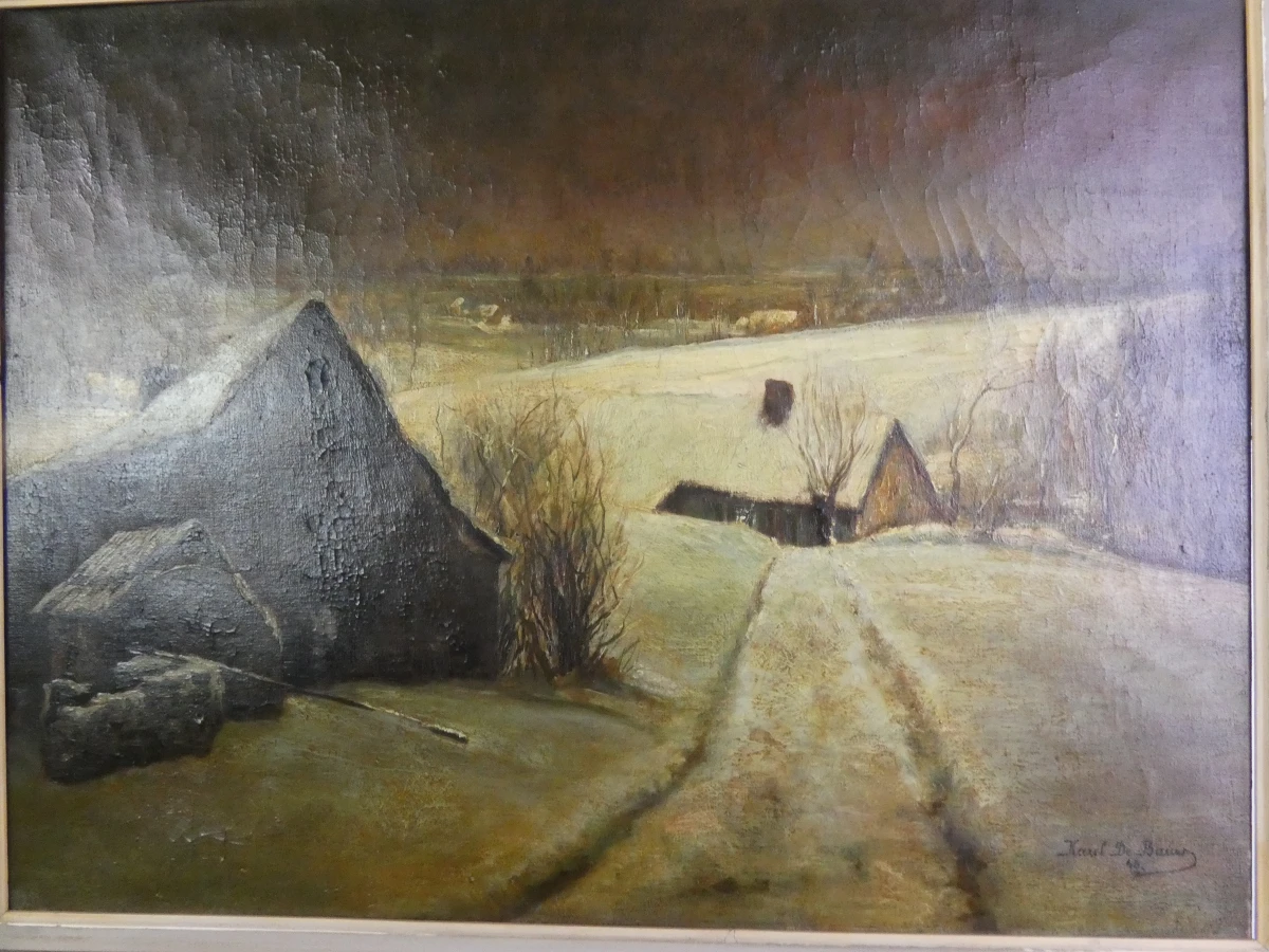 Olieverfschilderij winterlandschap - gesigneerd