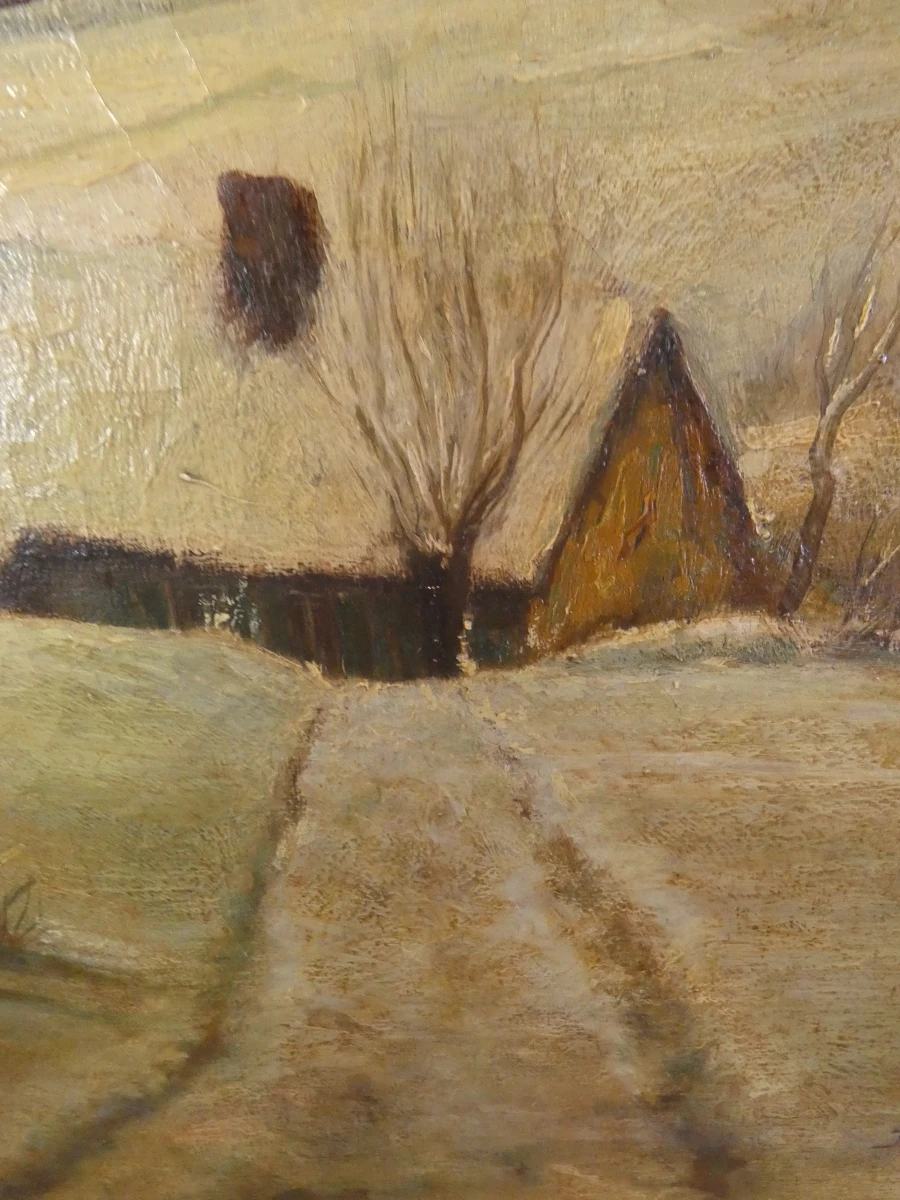 Olieverfschilderij winterlandschap - gesigneerd