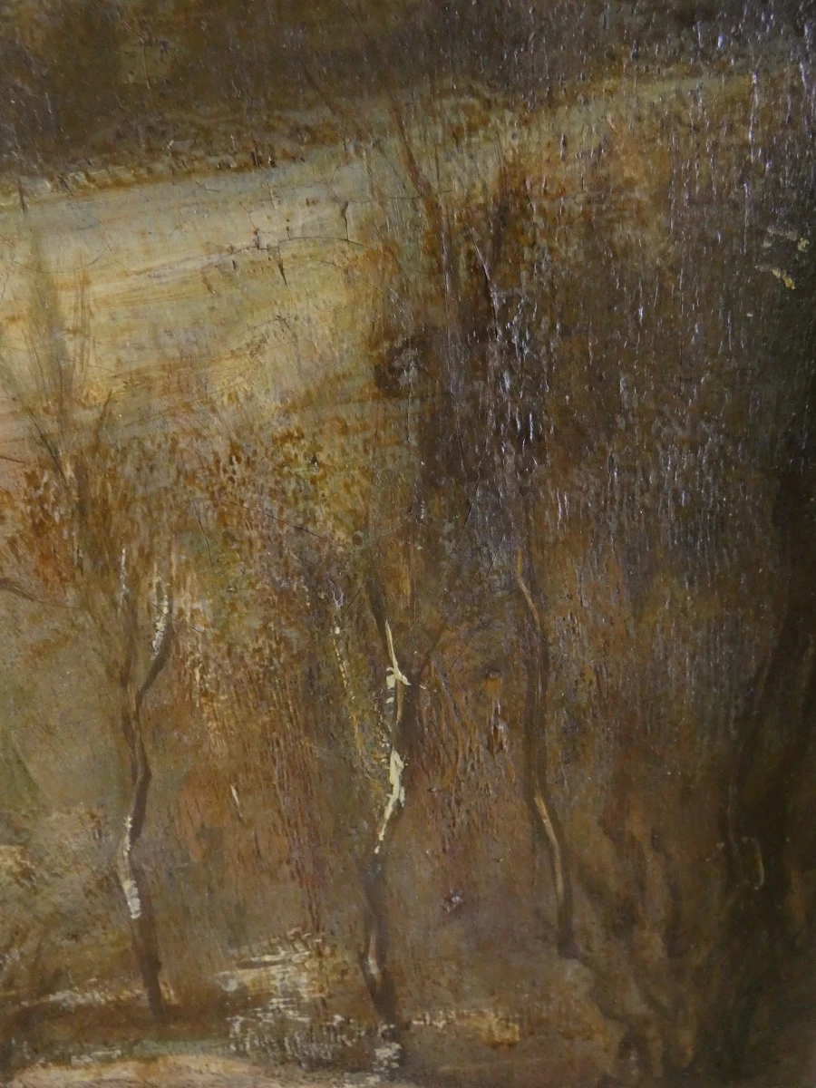 Olieverfschilderij winterlandschap - gesigneerd