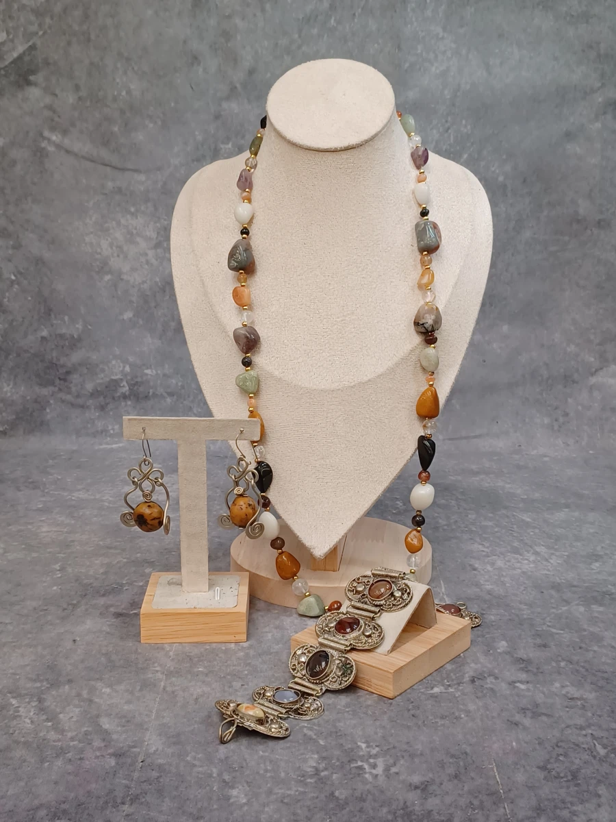 3-Delige Boho-Chic sieradenset met natuursteen