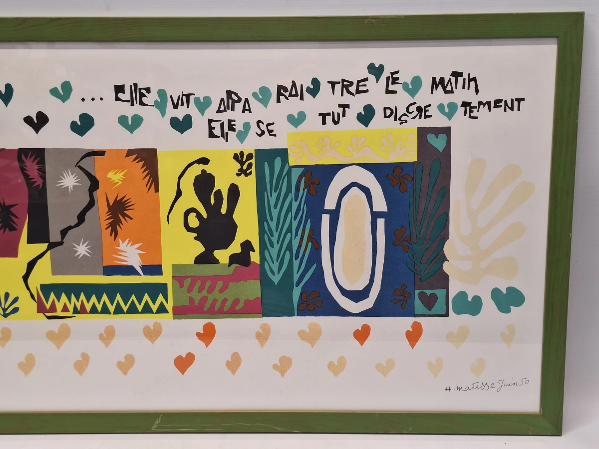 "Les Mille et Une Nuits" (Juin 50) - ingelijste kleurenlithografie naar de beroemde papiers découpés - Henri Matisse