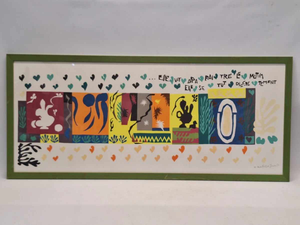 "Les Mille et Une Nuits" (Juin 50) - ingelijste kleurenlithografie naar de beroemde papiers découpés - Henri Matisse