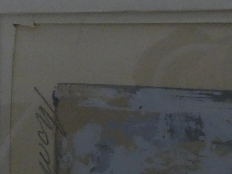 Abstracte ingelijste zeefdruk gesigneerd