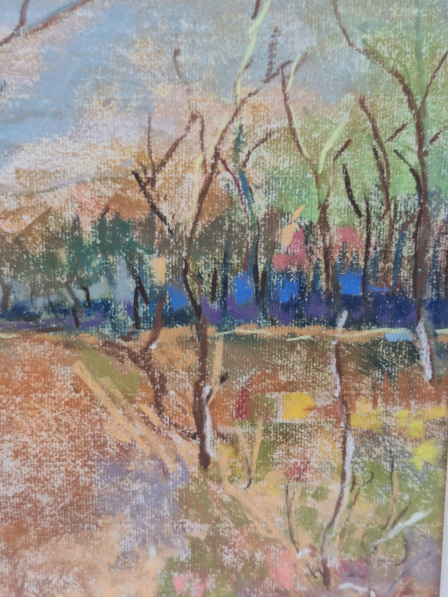 Pasteltekening "Lembeke", boslandschap (1998) - Marie-Madeleine Eyland-Legrain