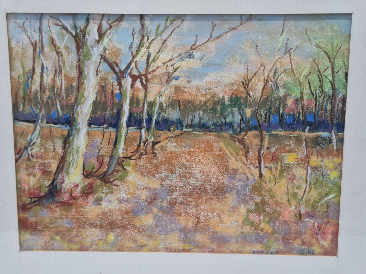 Pasteltekening "Lembeke", boslandschap (1998) - Marie-Madeleine Eyland-Legrain
